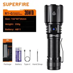 SUPER - Linterna Superfire R1-g Potente Y Compacta Blanco Negro