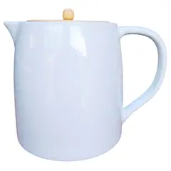 GENERICO - Jarra de Porcelana Blanca con Tapa de Bambú de 1.5 Litros