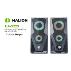 HALION - Parlante HA-S229 USB- Luces LED- RAINBOW