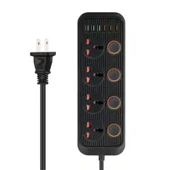 SEISA - Extensión Toma Corriente 3000W 6 Puertos USB y Tipo-C Carga Rápida