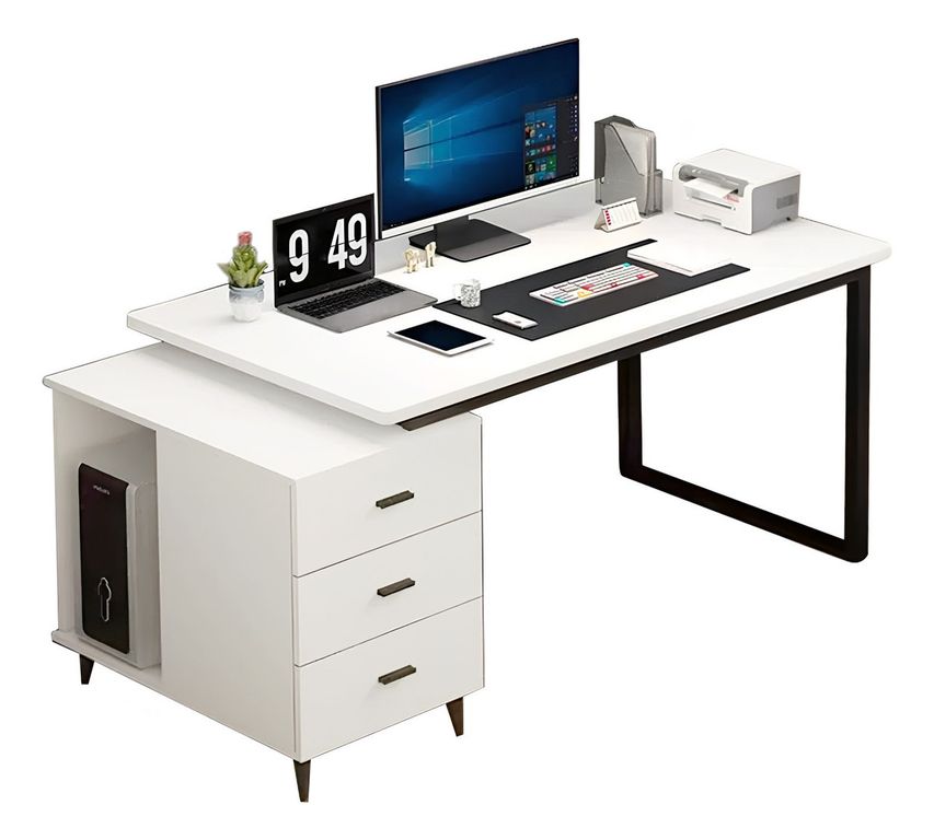 Escritorio Con Cajonera Móvil 140cm Pata Metálica