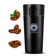 GENERICO - Taza de café viajera aislada de doble pared de acero inoxidable plateado