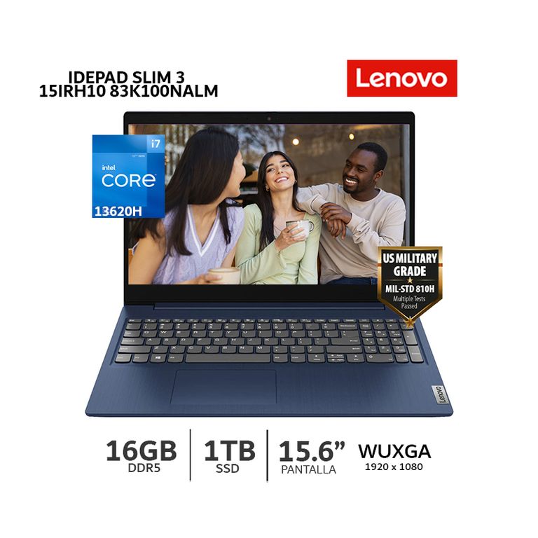 Laptop Lenovo IdeaPad Slim 3 15IRH10, Ci7-13620H, 16Gb Ram, 1Tb SSD, 15.3" WUXGA-83K100NALM