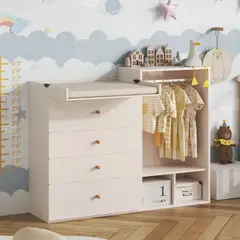 GENERATIONS - Comobo Comoda Cambiador de Bebe y Estante rack Cazmina Blanco Petrox Home
