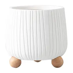 PIA COPELLO STORE - Florero de Cerámica Redondo Patitas Alto - Blanco