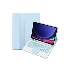 CASE - Funda Cover con Teclado Touch para Samsung Tab  S10 - s10  FE  celeste