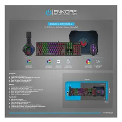CYBERTEL - KIT GAMER ENT G1000-4 TECLADO + MOUSE + AURICULAR + PAD ENKORE