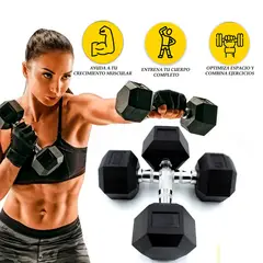 GENERICO - Set De Pesas Mancuernas Hexagonal Metal Cromado X2 2.5Kg