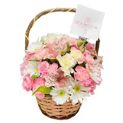 D'AMOUR - Cesto de claveles y margaritas
