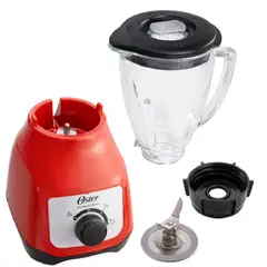 OSTER - Licuadora Roja 15L 550W BLSTKAGRRD con Vaso de Vidrio