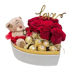 D'AMOUR - Corazón de rosas peluche teddy