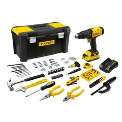 STANLEY - Kit Taladro Percutor 20V + 1 bat + Caja + 119Pzs