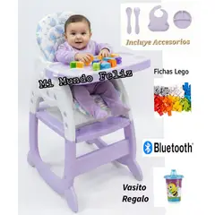 BAMBINO - Silla de comer para Bebe Escritorio con Accesorios Purples