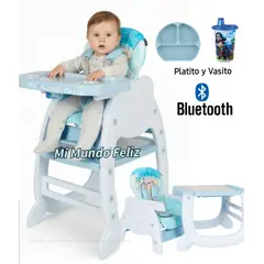 BAMBINO - Silla de Comer para Bebe Escritorio con Accesorios Celeste