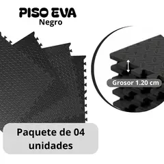 GENERICO - Piso de Goma EVA  NEGRO de 60 cm x 60 cm x 1.20 cm - 04 unid.