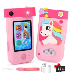 TOUMI - Tablet Celular Cámara giratoria 32GTF Juego Juguete Niños Rosa