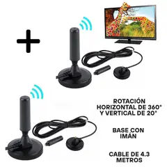 GENERICO - Pack 02 Antenas de televisión HDTV Señal digital HD Con Base de Imán