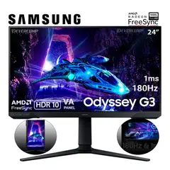 SAMSUNG - Monitor Gamer Samsung LS24DG300ELXPE Odyssey G3 24 FHD VA 180 Hz 1MS HDMI DP