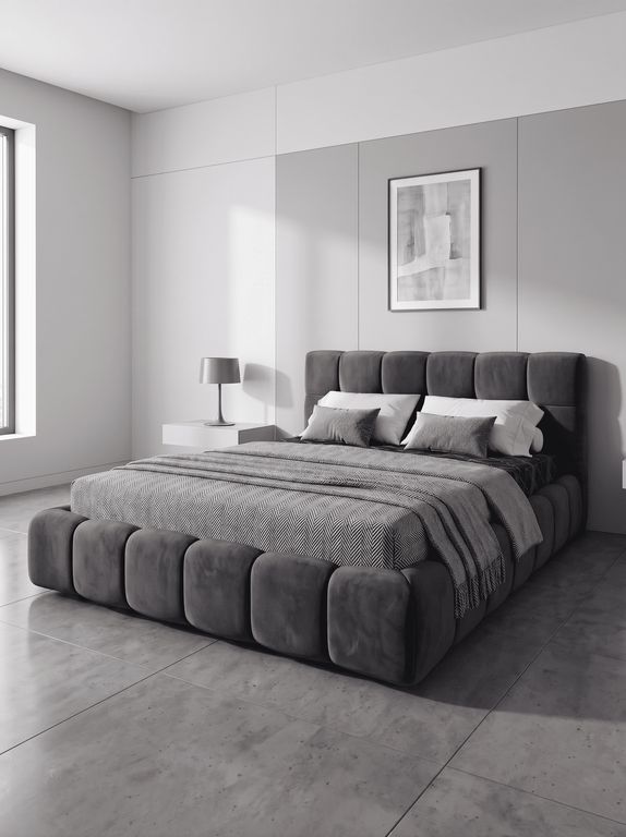 Cama Box Tarima Deluxe Grafito King La Industria