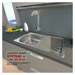 STONE - COMBO DE LAVADERO DE ACERO SINGATURE STP7540 + VLT R-02 RUMI -