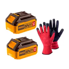 INGCO TOOLS - Set Bateria Litio 20v 2pcs Multiherramientas Ingco + Guantes