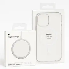 APPLE - Combo Cargador inalambrico Magsafe 15w para IPhone + Regalo Case Magsafe Transparente