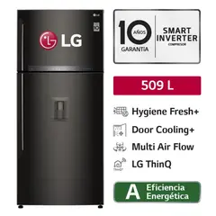 LG - Refrigeradora GT51SGD 509L Hygiene Fresh Top Mount Negro Acero