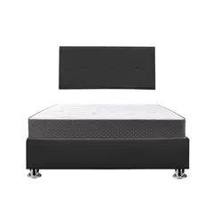 GENERICO - Combo Cama tapizada Sabana Pcromadas - 15plz Negro + colchón semiortopédico