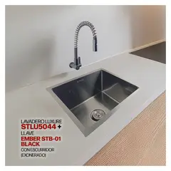 STONE - COMBO LAVADERO LUXURE STLU5044 + LLAVE EMBER STB-01 CON ESCURRIDOR