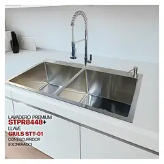 STONE - COMBO LAVADERO PREMIUM STPR8448 + LLAVE GIULS STT-01 CON ESCURRIDOR