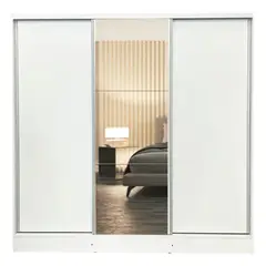 MUEBLES CRISOSTOMO - Ropero Closet de Melamina con Espejo Blanco 200cm