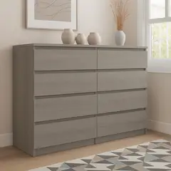 GENERICO - Comoda Melamina Ceniza 8 Cajones-120cm