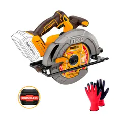 INGCO TOOLS - Sierra Circular 20v Bateria 185mm 7 1/4 + Guantes Ingco