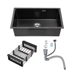 MAGIC - Lavadero de Cocina Acero Inoxidable 1 Poza Negro 50x44 cm