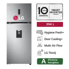 LG - Refrigerador Top Freezer 394LT Door Cooling Plateado GT39SGP1