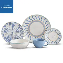 CORONA - Juego de Vajillas x20 piezas Lisboa Oceano- Vajillas