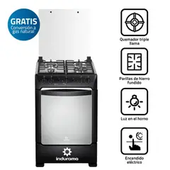 INDURAMA - COCINA POMPEYA 4 HORNILLAS NEGRA
