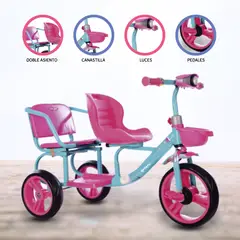Baby Kits - Triciclo Doble Asiento BABY KITS »NEO» TURQUOISE