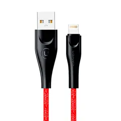 USAMS - Cable celular para iPhone 1mt Tejido Rojo U-41