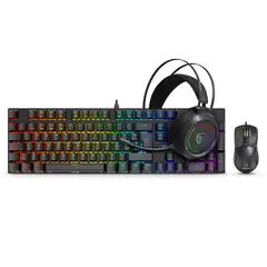 MICRONICS - KIT GAMER TECLADO MECANICO + MOUSE + AURICULAR MIRAGE BLACK