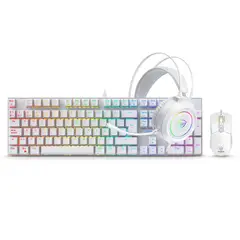 MICRONICS - KIT GAMER TECLADO MECANICO + MOUSE + AURICULAR MIRAGE WHITE