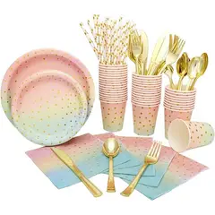 PIA COPELLO STORE - Set de Vajilla Descartable 80 Piezas - Pasteles