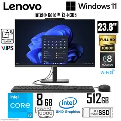 LENOVO - All in One Lenovo V100 Intel Core i3-N305 8GB RAM 512GB SSD 23.8"  FHD IPS