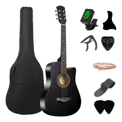 U BUY - Guitarra acústica negra de 38 pulgadas