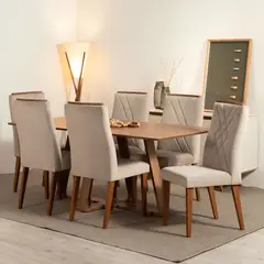 PAZART MUEBLES - COMEDOR 6 SILLAS MEGAN CON MESA AVENA CANELA