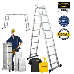 STANLEY - Escalera multiposición 16 peldaños articulada 4X4