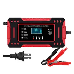 GENERICO - Cargador rápido batería auto moto carro 12V 6A con pantalla LCD