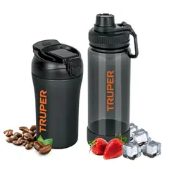 Truper - Termo de Acero Inoxidable 400ml + Tomatodo de Plástico 740ml Truper