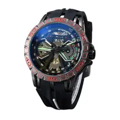 OVOTOUMI - OVO Toumi MJ reloj mecánico de gran dial impermeable - Negro
