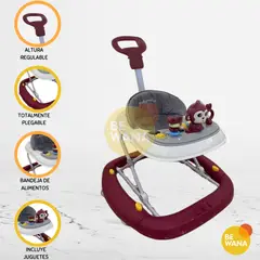 CUZKA - Andador Empujador para Bebé «MONKEY» Red